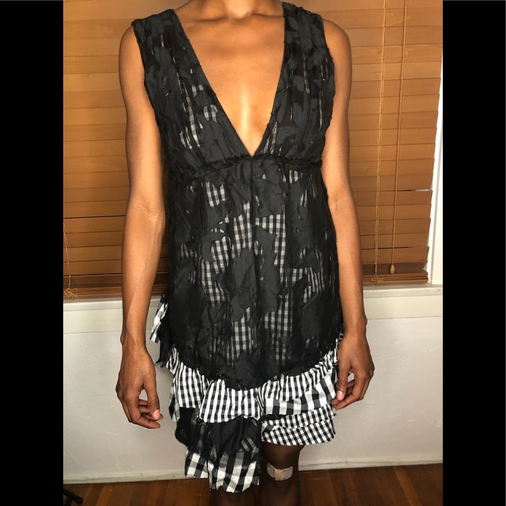 Bebe plaid with lace dress